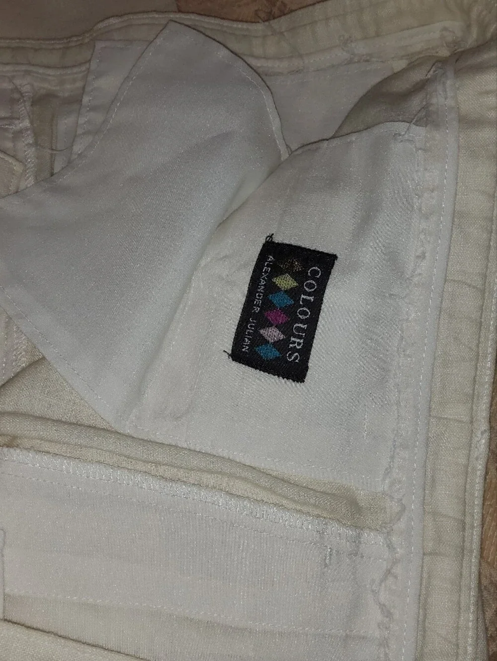 Men's Cream Pleated Dress Pants by